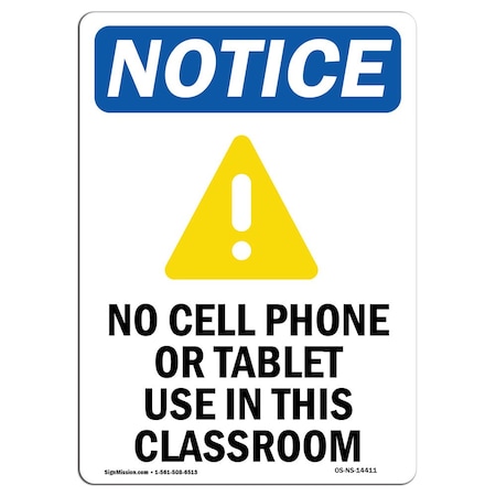 Signmission OSHA Notice, 7" Height, No Cell Phone Or Tablet Sign With Symbol, 7" X 5", Portrait OS-NS-D-57-V-14411